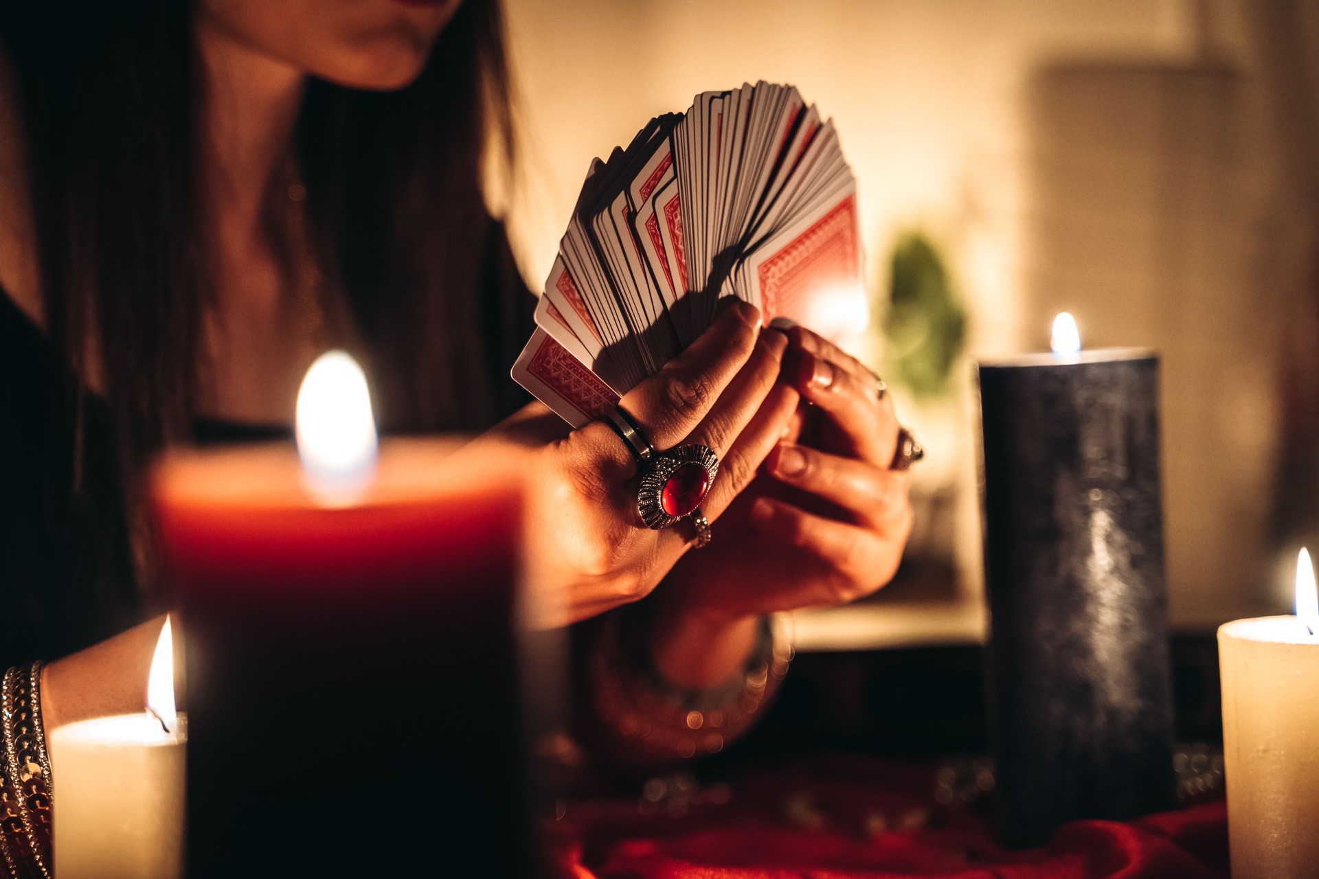 Fortune teller reading tarot