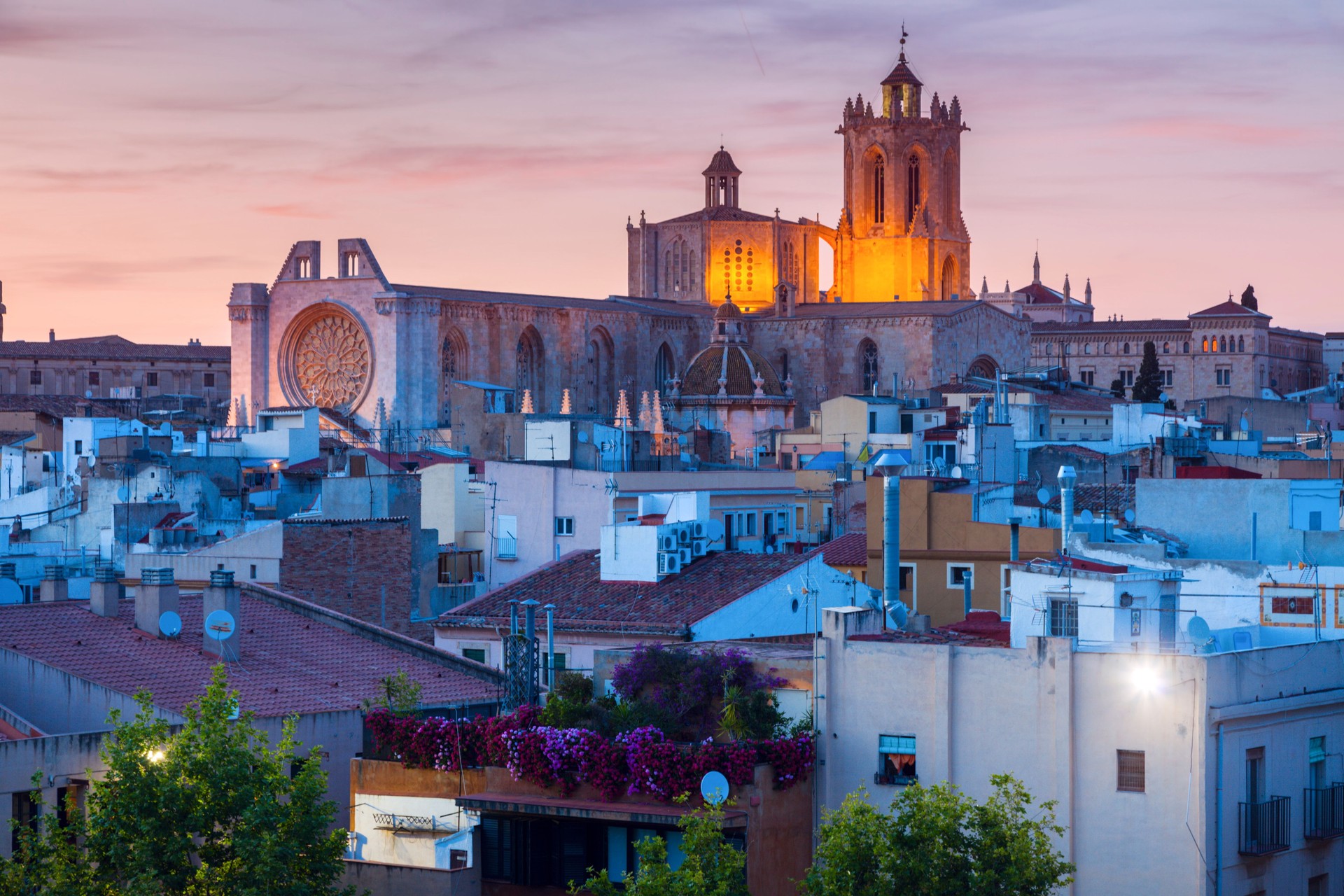 Tarragona Cathedral of Santa Maria at sunset